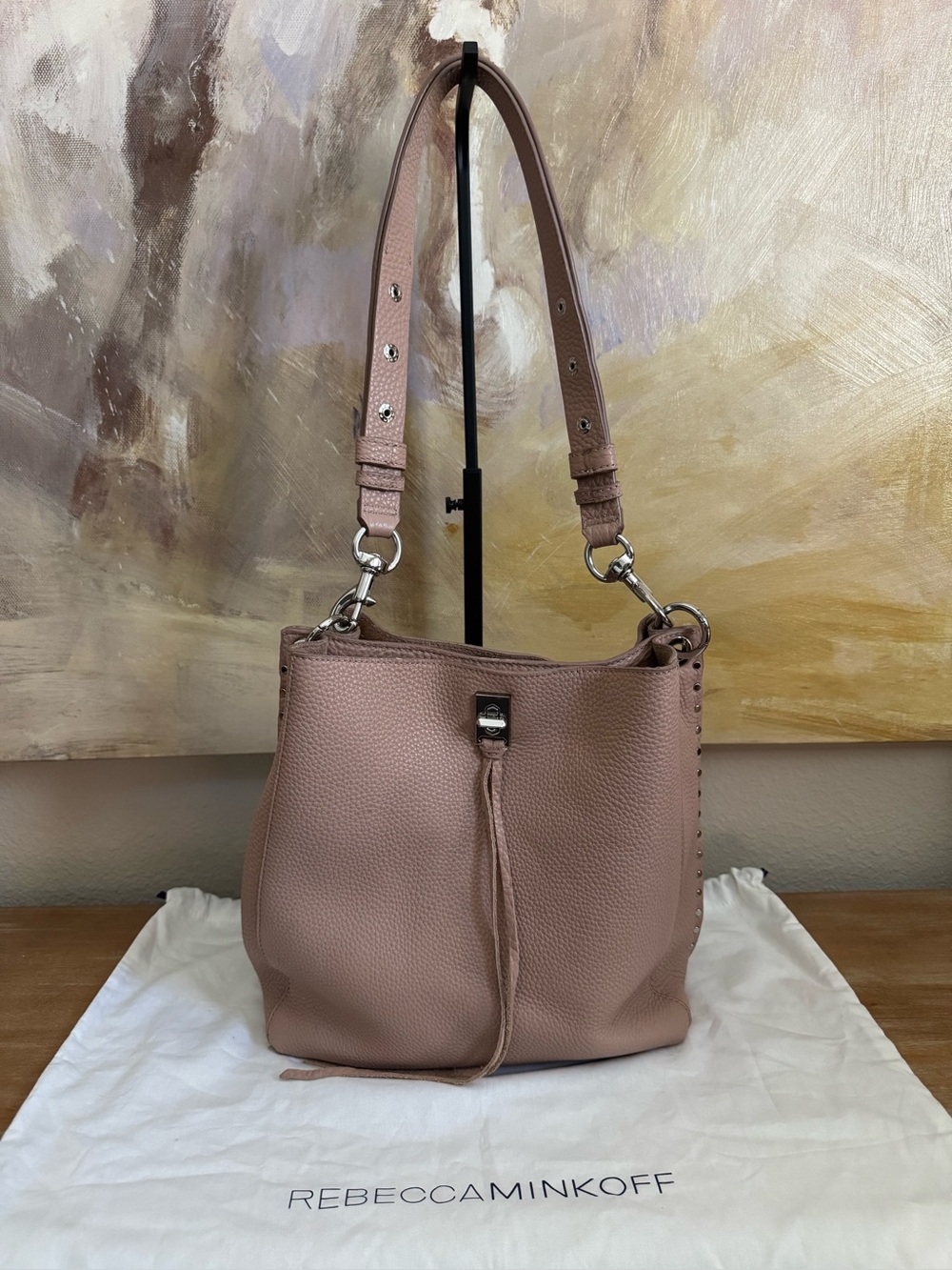 Rebecca Minkoff Petal Pink Pebble Leather Shoulder Bag with Dust Bag